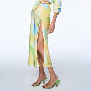 Zara high slit printed skirt